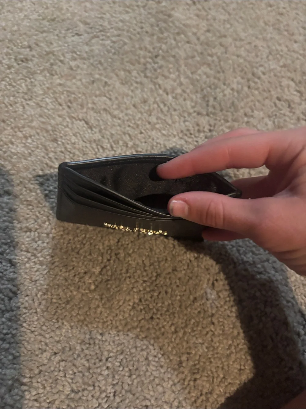 kate spade Black Saffiano Leather Card Case with Gold Logo